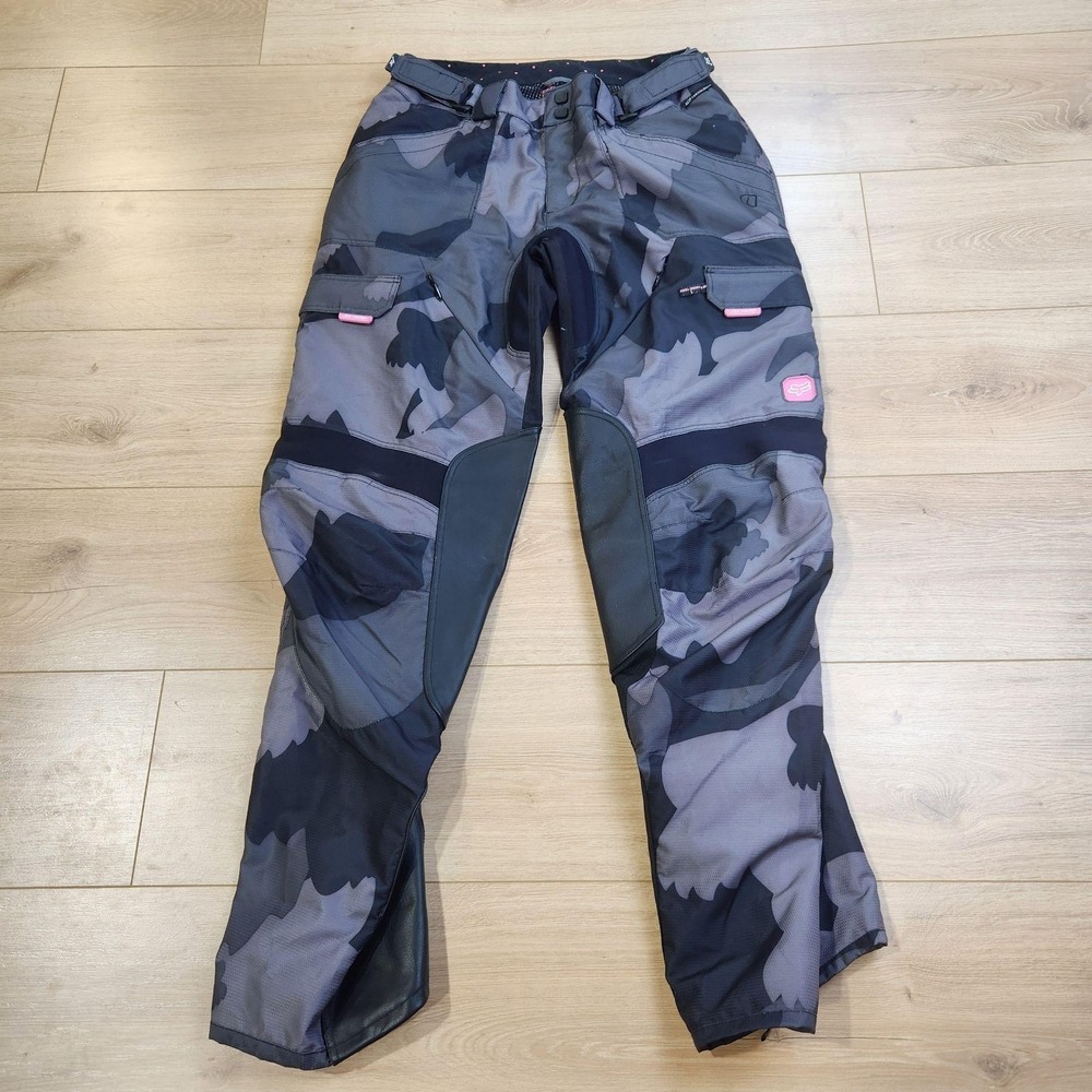 Fox Racing Dakota Pants Womens 9/10 Gray Camo Riding Motocross Padded Offroad